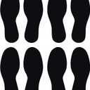 LiteMark Floor Vinyl Decals Footprint Stickers – line up Stickers for Classroom Floor, Offices, Dance, Events – Durable Gloss Finish Spot Markers, Black, W10/M9, Pack of 6 (Pair of 3)