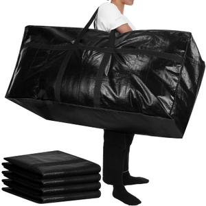 Windyun 4 Pack 57 Gallon Extra Large Moving Bags XXL Heavy Duty Storage Bag with Strong Zipper Handle Jumbo Big Tote Box Foldable for College Dorm Travel Clothes Duffle Blanket Pillow(Black)