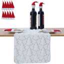 SHUNJIE Boho Beige Farmhouse Rustic Table Runner with Sequined Xmas Trees, 13''x72'' Soft Faux Fur Runner for Holiday Winter Home Party Fireplace Kitchen Dining Decor Table