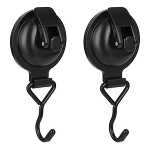 Heavy Duty Vacuum Wreath Cup Adhesive Hook,Hanging 13 lbs Robe Towel Hooks, Easy to Install and Remove, Super Suction for Kitchen， Bathroom and Restroom (Shiny Black, 4 Pack)