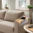 GIIFER Couch Cup Holder Tray4 in 1 Couch armrest Table with Side Storage PocketCouch arm Tray Anti-Slip, Bamboo Couch Table for Drinks, Snacks, Cup, Remote and Phone for Most Armrests on Couches