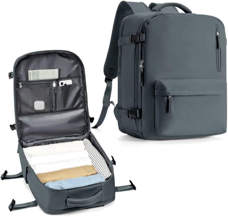 WONHOX Large Travel Backpack Carry on Flight Approved Laptop Work Business Backpack for Women Men Mochila de Viaje (A91-grey Blue)