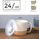 AmorArc 24 Ounces Soup Bowls with Large Handles and Lids, Stoneware Bowls for Soup, Cereal, Stew, Noodle, Colourful Ceramic Kitchen Bowls, Microwave & Dishwasher Safe (Multi-Color2, Set of 2)