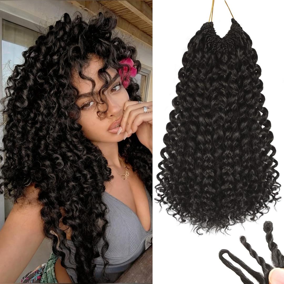 120 Strands Curly Crochet Hair Gogo Curl Pure Protein Fiber Close to Human Hair 14 Inch Pre looped Deep Wave Curly Crochet Hair For Black Women Beach Curl Twist Braiding Hair Extensions (14inch 2#)