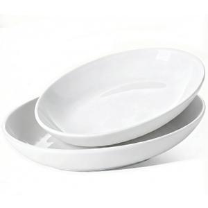 Oval Serving Platters Set of 2 (14" & 12"), Large Deep Ceramic Serving Dishes for Entertaining, Turkey, Fish, Salad, Oven Safe White Porcelain Serving Plates