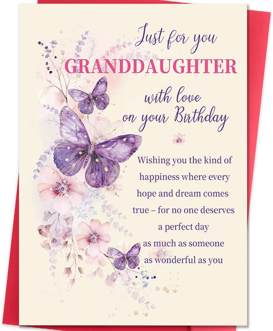 2 x Happy Birthday Card Gift for Granddaughter, Granddaughter Birthday Card Adult