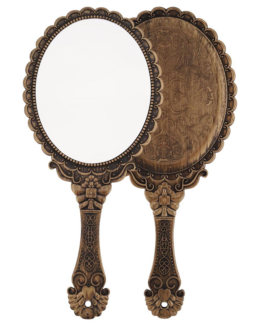 XPXKJ Hand Mirror Vintage Handheld Mirror with Handle Vanity Makeup Mirror Travel Mirrors (Rust Gold)