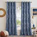 NICETOWN Stone Blue Decorative Curtains Blackout 84 inch Length for Bedroom Living Room, Thermal Insulated Grommet Room Darkening Pattern Drapes for Boys Kids Mans Home Decoration (2 Panels, 52 by 84)
