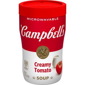 Campbell's Sipping Soup, Creamy Tomato Soup, 11.1 Ounce Microwavable Cup, Best By: OCT 10 2025