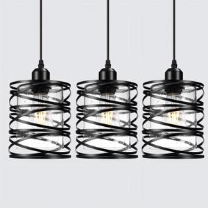 Pendant Lights 3 Pack Kitchen Lights with Bubble Seeded Glass Island Lights Black Hanging Light for Kitchen, Dining Room, Bathroom, Entryway, Restaurant
