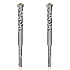 2-Piece 5/8" SDS Plus Drill Bits Rotary Hammer Drill Bit Set, Carbide Tipped for Drilling Concrete Cement Porcelain Tiles Ceramic Pots Stone Brick, Diameter 16mm, 160mm Long, SDS Plus Shank