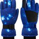 Valentines Day Kids Skiing Gloves,Ski Snow Glove for Boys Children Valentines Winter Snow Gloves 9-15 Years,Waterproof Winter Glove for Cold Weather Outdoor Activities Skiing,Snowboarding (Blue)