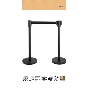 VEVOR Crowd Control Stanchion, Set of 12 Pieces Stanchion Set, Stanchion Set with 6.6 ft/2 m Black Retractable Belt, Black Crowd Control Barrier w/Concrete and Metal Base - Easy Connect Assembly