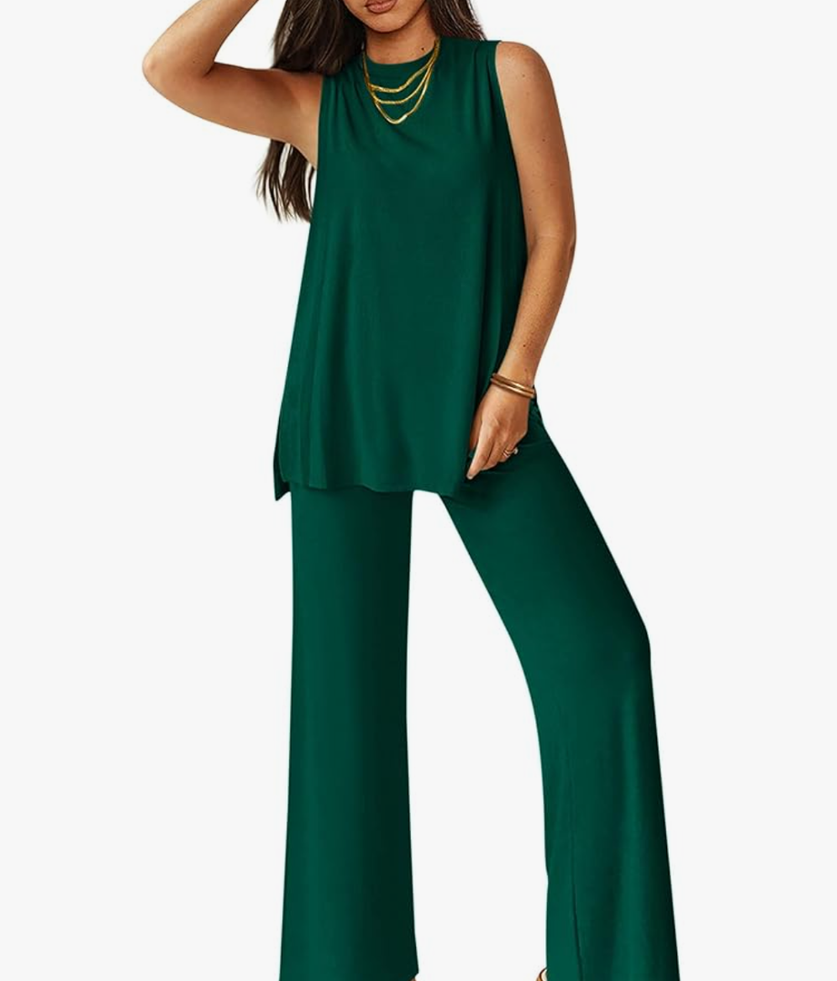 PRETTYGARDEN Women's 2 Piece Lounge Set 2025 Summer Casual Loose Tank Top Wide Leg Pants Matching Travel Outfits Tracksuit. XXL