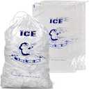 PackageZoom 12 x 20 Ice Packs - 10 Lb. Durable Drawstring Closure Pack of 100 Refillable Ice Storage Bags For BBQs, Camping, Food Stalls & Takeaway