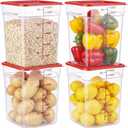 4 Pack Food Storage Containers with Red Lids, 22.0 Qt - Square, Clear, Polycarbonate, for Restaurant Commercial Kitchen and Home party