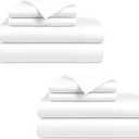 Bluemoon Homes 800 Thread Count Egyptian Cotton Sheets Twin Size Pack of 2-4 Piece Sheet Set All Around Elastic 18" Deep Fitted Sheet, Extra Soft Bed Sheets - White Twin Bedding Set