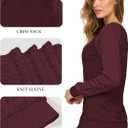 Buauty Womens Sweatshirts Crewneck Cable Knit Sleeve Pullover Sweaters Lightweight Fall Fashion Casual Tunic Tops (X-Large, Wine)