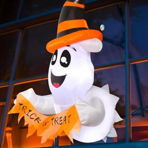 4 FT Halloween Inflatables Window Ghosts Outdoor Decorations, Flying Cute Blow Ups ith Build-in LED Lights, Funny Yard Garden Decoration for Halloween Party Indoor Outdoor