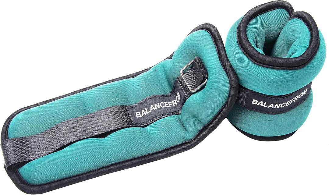 Fitvids Fully Adjustable Ankle Wrist Arm Leg Weights, 1.5 lbs each (3-lb pair), Green