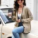 CiCiBird Womens Color Block Cardigan Sweater Fall Button Down Open Front Coatigan Soft Knit Coat with Pocket (L)