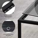SAYGOER Glass Coffee Table, Small Modern Coffee Table Square Simple Center Tables for Living Room 26.7 x 26.7 x 17.7 Inches, Gray Black