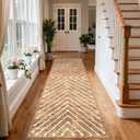 ROYHOME Washable Runner Rug 2x6 Non Slip Hallway Runner Rug for Entryway, Kitchen, Bedroom Soft Low Pile Modern Carpet Runner, Machine Washable Long Rug for High Traffic Areas Brown