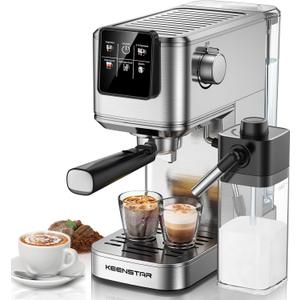 KEENSTAR Espresso Coffee Machine with Milk Tank, 20Bar Hot & Iced Coffee Machine with Rapid Cold Brew, Touch Screen Espresso Maker with Steam Wand for Coffee Lover