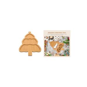 Christmas Shape Tray Dessert Tray Bamboo Snack Plate Serving Tray for Events Living Room Restaurant 2PCS