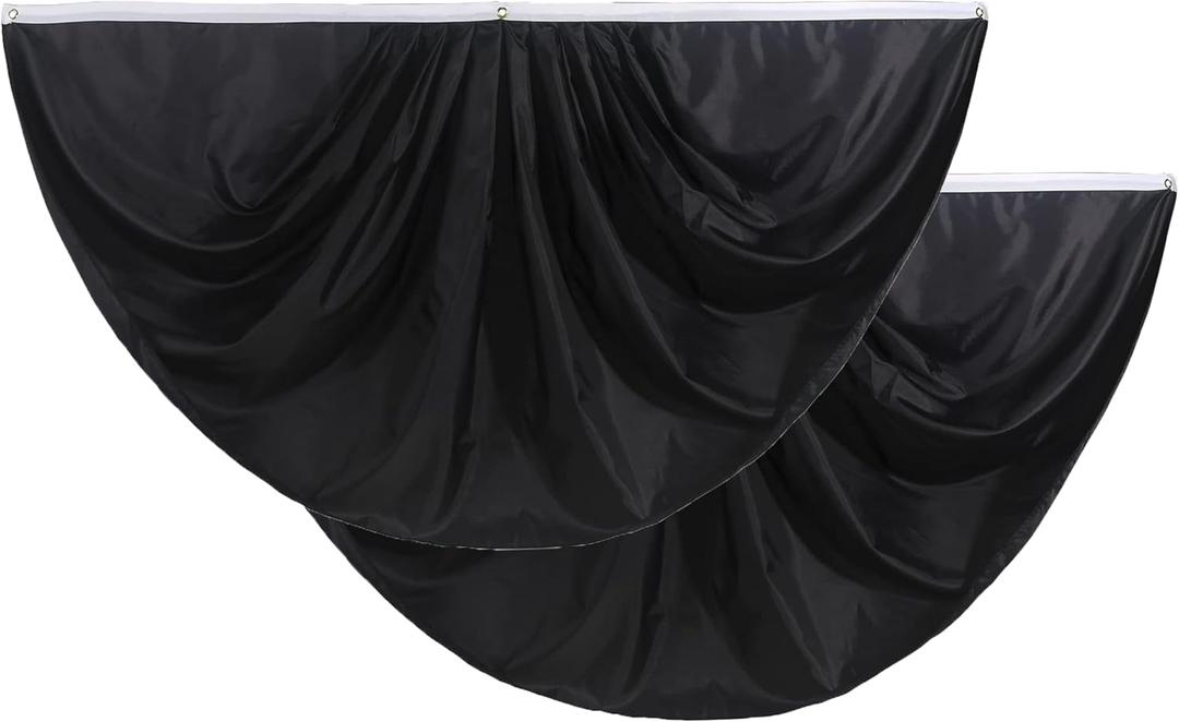 Kind Girl 2 Pcs Black Solid Colour Fan Flag, Patriotic Holiday Decorations, 6ft W x 3ft H