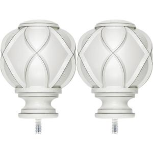KAMANINA Netted Texture Replacement Finials for 1 inch curtain rods, M6 Standard Screw Drapery Rod Finials, Set of 2, Retro White.