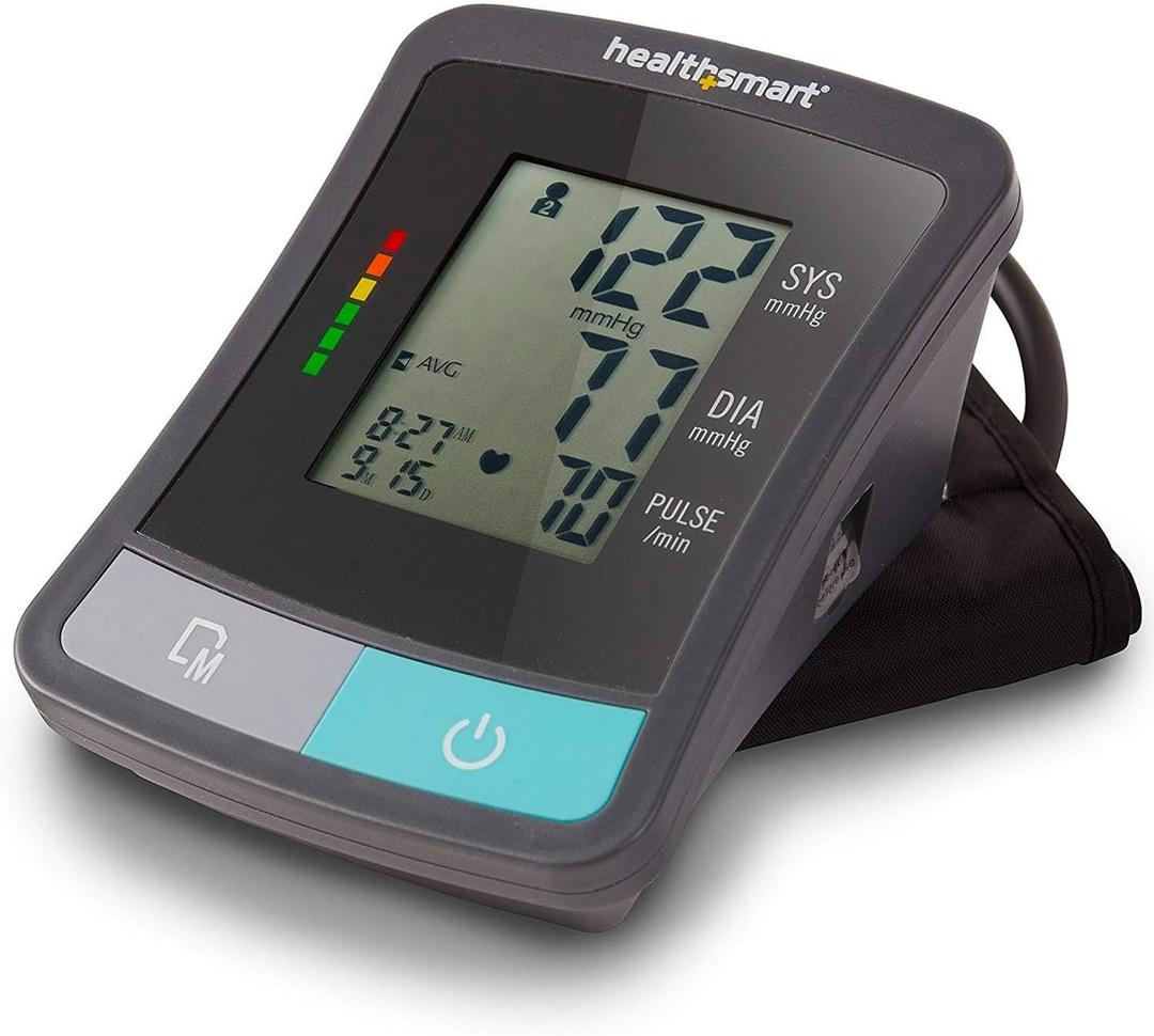 HealthSmart Digital Standard Wrist Blood Pressure Monitor with Automatic Adult Cuff That Displays Pulse Rate and Irregular Heartbeat Stores up to 60 Readings for 2 Users