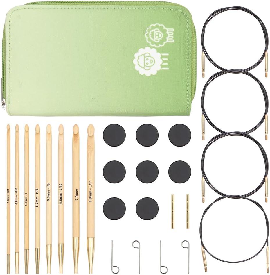KnitPro Bamboo Deluxe Afghan/Tunisian Crochet Hook Set | 8 Sizes (3.5mm to 12mm)