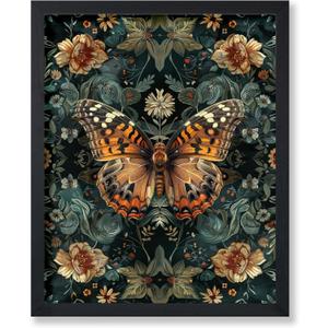 Monem Art William Morris Poster – Butterfly and Flowers Print – Botanical Poster – Animal Illustration – Floral Design – Great Living Room or Office Decor – 11x14 UNFRAMED Wall Art