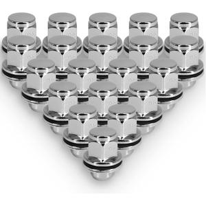 20PCS Wheel Lug Nuts 12x1.5 Silver Chrome, M12x1.5 Closed End Bulge Acorn Spline Lug Nuts 1.4" Tall Cone Seat Compatible with Lexus ES330 RX330 IS250 Toyota Camry Corolla