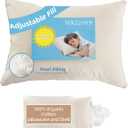 16x22 Kid Pillow with 100% Organic Cotton Pillowcase and Shell - Adjustable Youth Pillow Meets the Growth Need of Kids at Different Ages, Soft Non-Toxic Pearl Filling, Machine Washable, Travel&School