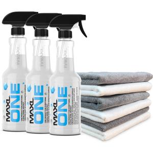 MAXLONE  Car Spray with Triphene Technology, Quick Spray & Wipe All Purpose Waterless Detailer Clean, Shine, Protect Paint, Glass, Wheels, Trim Without Pre-Washing (3, 20oz w 6 Micro Fiber Cloth)