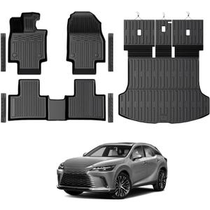 Floor Mats for Lexus RX350/RX350H/RX500h 2023-2026, All Weather Floor Mats Trunk Cargo Liner with Backrest Protectors and Door Sill Guards Accessories, Full Coverage Set (Not fit RX450h & PHEV)