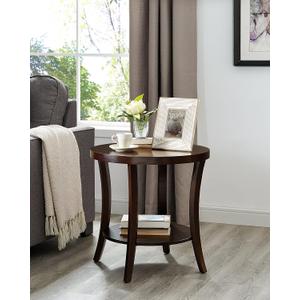 Roundhill Furniture Perth Contemporary Round End Table with Shelf, Espresso