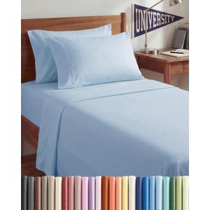 Twin XL 4 Piece Sheet Set - Comfy Breathable & Cooling - Hotel Luxury Bedding for Women, Men, Kids, Teens & Children - 1 Flat & 1 Fitted Sheet & 2 Pillowcases w/ Deep Pockets - Wrinkle Free - Sky Blue