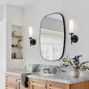 Black Bathroom Wall Sconces Set of 2, Modern Sconces Wall Lighting Vanity Lights with Opal White Glass Shade, Farmhouse Wall Mount Lamp for Mirror Living Room Bedroom Hallway Kitchen Stairs