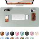 YSAGi Leather Desk Protector, Office Mat, Large Mouse Mat, Non-Slip PU Leather Blotter, Laptop Pad, Waterproof Writing Pad for Office and Home (Grayish Green, 35.4" x 17")