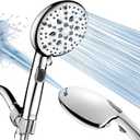 Cobbe High Pressure 9 Functions Shower Head with handheld - Luxury Modern Chrome Look, Built-in Power Spray to Clean Corner, Tub and Pets, Stainless Steel Hose Adjustable Bracket, Chrome (1. Premium Chrome)