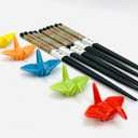 JapanBargain, Set of 5 Reusable Bamboo Chopsticks with Porcelain Crane Rests, Japanese Style Gift Set in Elegant Box, Black Chopsticks with Gold and Red Crane Print, Dishwasher Safe (Multicolor)