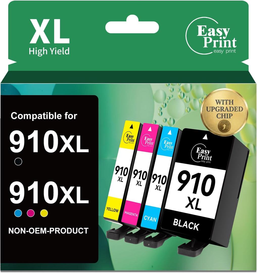 Compatible Ink Cartridge Replacement for HP 910XL Ink Cartridges Combo Pack to Use with OfficeJet Pro 8025 8020 8035 8030 8028 8010 Series Printer (4 Pack)