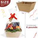 KEVTVEK Bigger Baskets for Gifts Empty, 6 Pack Sturdy Kraft Basket With Handles Gift Basket Kit, 6 Shrink Wrap Bags, 6 Bows and Hang Tag, Empty Gift Baskets to Fill for Mothers Day, Baby Shower