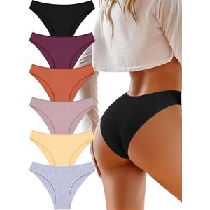UNDER THE SEA 6 Pack Cotton Underwear for Women Low Rise Bikini High Cut Breathbale Sexy Hipster Cheeky Womens Panties S