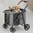 NUGUTIC Dog Stroller for Large & Medium Dogs Up to 80 Lbs, Grey