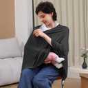Nursing Cover for Breastfeeding, 360Full Coverage Nursing Poncho, Rayon Soft & Breathable Breastfeeding Cover up (Smooth Rayon, Black)