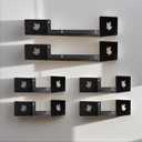 Floating Wall Shelves Metal U Shape Wall Mount Bookshelf CD DVD Storage and Display Shelves, Black Set6